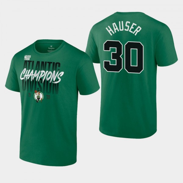 Boston Celtics 2022 Atlantic Division Champions Sam Hauser Locker Room Kelly Green T-shirt