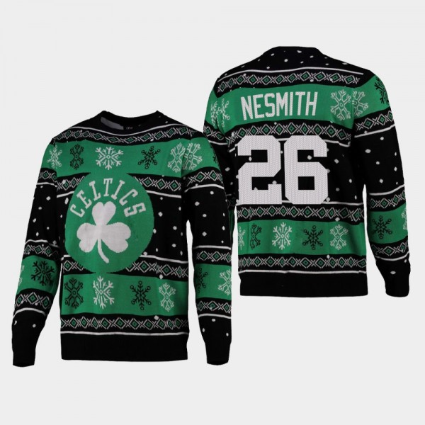 Celtics Aaron Nesmith 2021 Christmas Snowflake Black Sweater