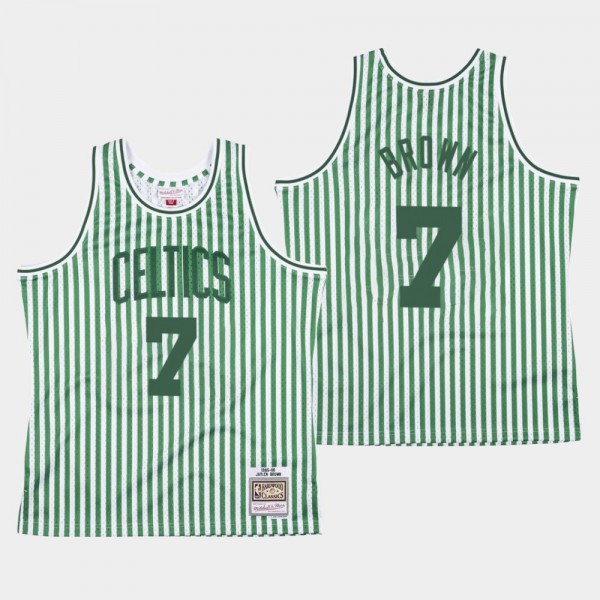 Boston Celtics Jaylen Brown Striped Green Jersey