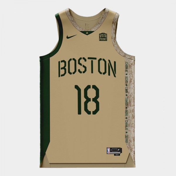 Boston Celtics #18 By Design Gold Jersey Fashion T...