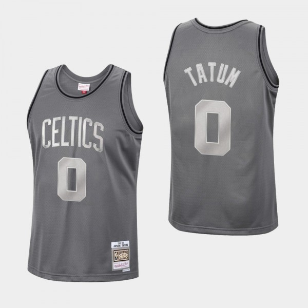 Celtics Jayson Tatum Metal Works Hardwood Classics Charcoal Jersey