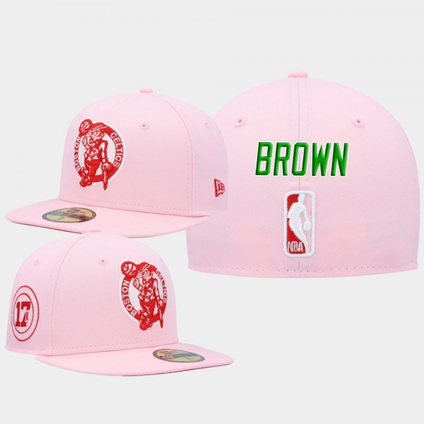 Jaylen Brown Boston Celtics 2021 New Era Candy Cane Hat Pink