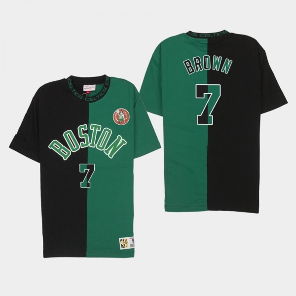 Boston Celtics Jaylen Brown Split Color Black Green T-Shirt