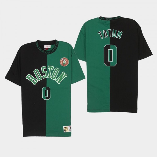 Boston Celtics Jayson Tatum Split Color Black Green T-Shirt