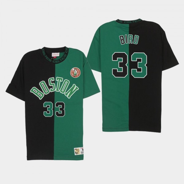 Boston Celtics Larry Bird Split Color Black Green ...