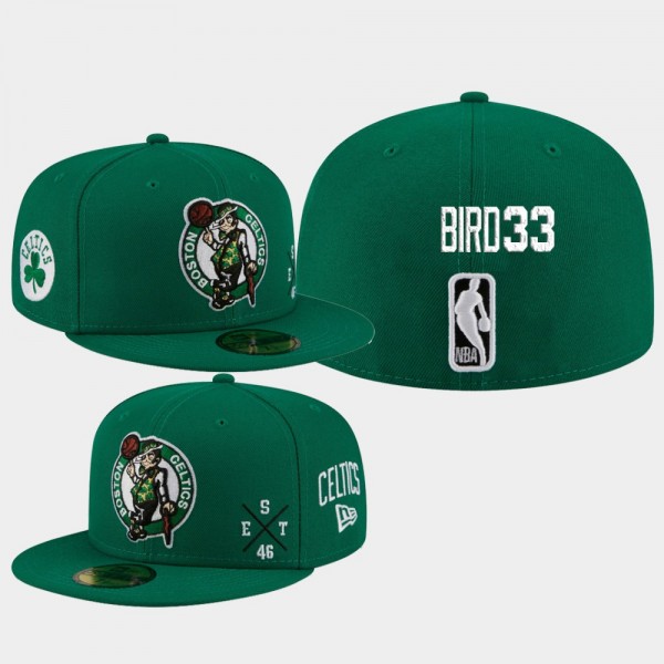 Larry Bird Boston Celtics Player Multi 59FIFTY Fitted Hat Green