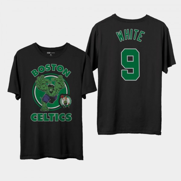 Boston Celtics #9 Derrick White Marvel Black T-shi...