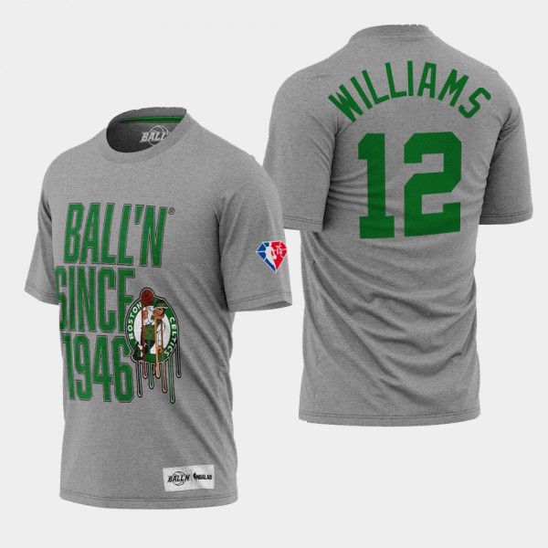 Men's Celtics #12 Grant Williams 75th Anniversary Diamond Since 1946 T-shirt