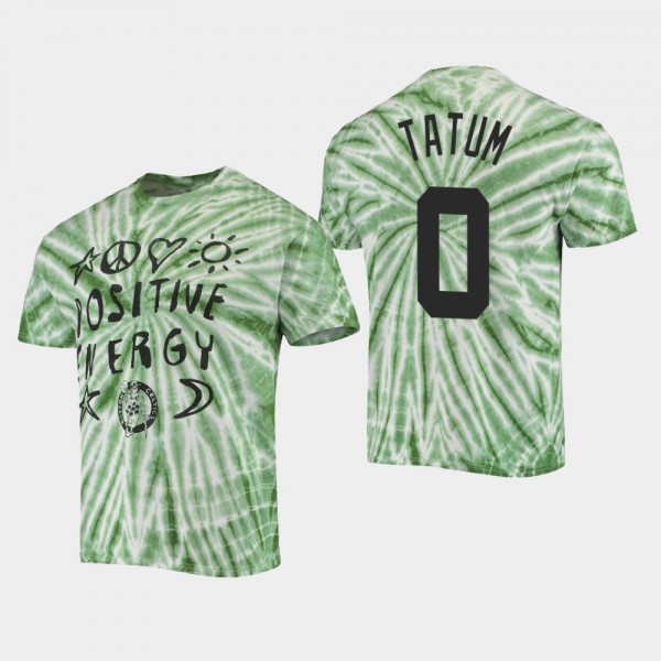Men's Celtics #0 Jayson Tatum Positive Message Tie-Dye Junk Food T-Shirt