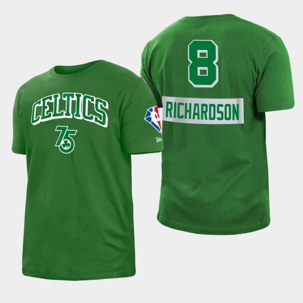 Men's Celtics #8 Josh Richardson 75th Anniversary Brushed City T-shirt