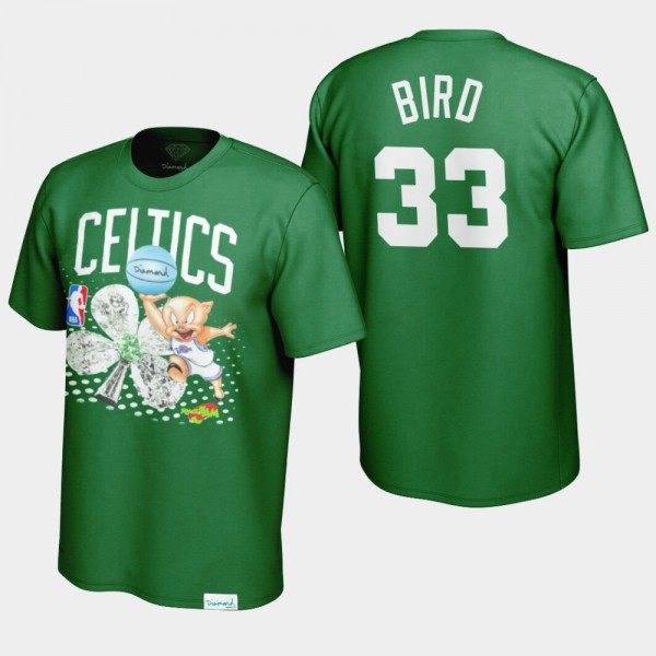 Celtics #33 Larry Bird Looney Tunes Diamond Supply Co. x Space Jam x NBA T-Shirt