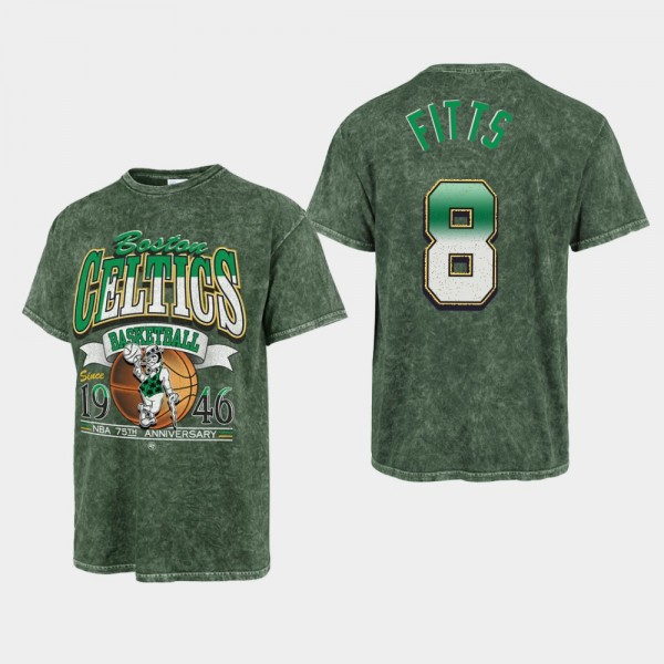 Men's Celtics #8 Malik Fitts Mineral Wash Vintage Tubular 75th City T-shirt