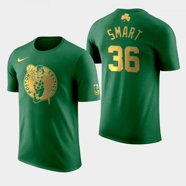 Men's Celtics #36 Marcus Smart St. Patrick's Day Golden Edition T-Shirt