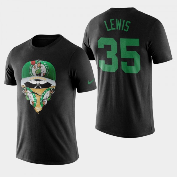 Men's Celtics #35 Reggie Lewis Skull Mask 2019-nCoV T-Shirt