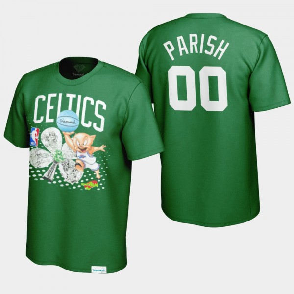 Celtics #00 Robert Parish Looney Tunes Diamond Supply Co. x Space Jam x NBA T-Shirt