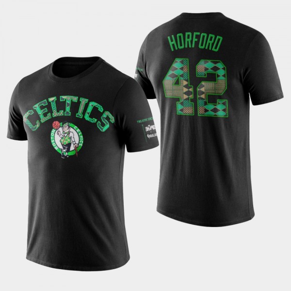 Men's Celtics #42 Al Horford Kente Elbow Patch T-S...