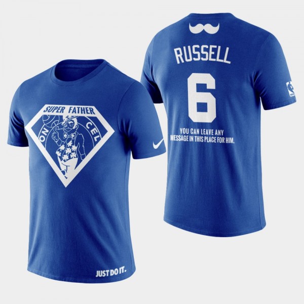 Men's Celtics Bill Russell 2019 Father's Day Super Dad Navy T-shirt