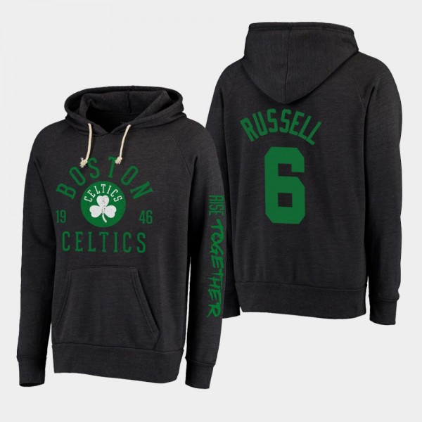 Boston Celtics Bill Russell Black Rise Together Threads Tri-Blend Hoodie