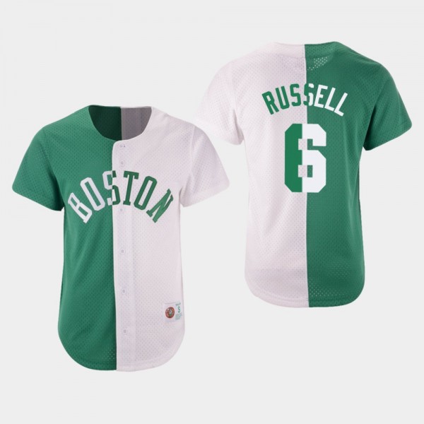 Men's Boston Celtics #6 Bill Russell Split Mesh Bu...
