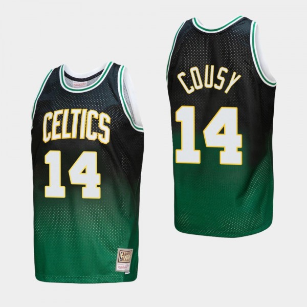 Boston Celtics #14 Bob Cousy Fadeaway Jersey HWC Limited Kelly Green Black