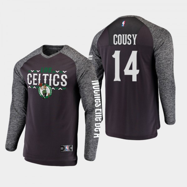 Men's Celtics #14 Bob Cousy Noches Enebea Long Sle...