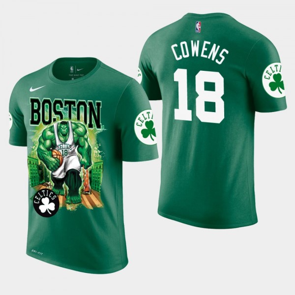 Men's Celtics #18 David Cowens Marvel Hulk Smash T-Shirt