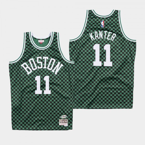 Men's Mitchell & Ness Boston Celtics #11 Enes Kanter Checkerboard Jersey