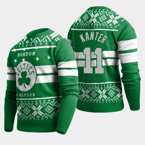 Boston Celtics Enes Kanter Kelly Green 2019 Ugly Christmas Big Logo Light-Up Sweater