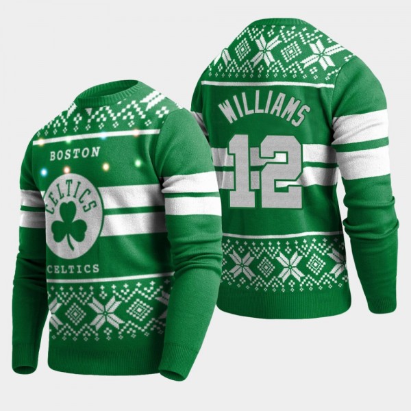 Boston Celtics Grant Williams Kelly Green 2019 Ugly Christmas Big Logo Light-Up Sweater