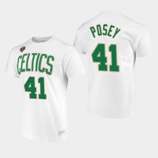 Celtics #41 James Posey Hardwood Classics 2008 NBA Champions White T-Shirt