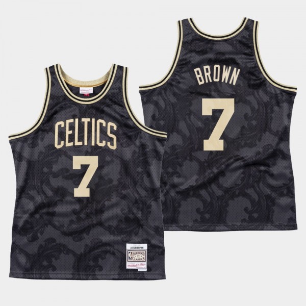 Men's Celtics #7 Jaylen Brown Black Toile Jersey
