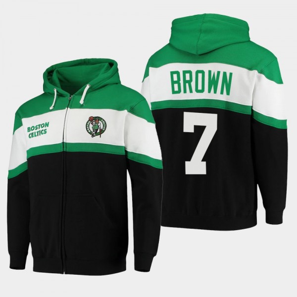 Celtics Jaylen Brown Colorblock Wordmark Hoodie Green