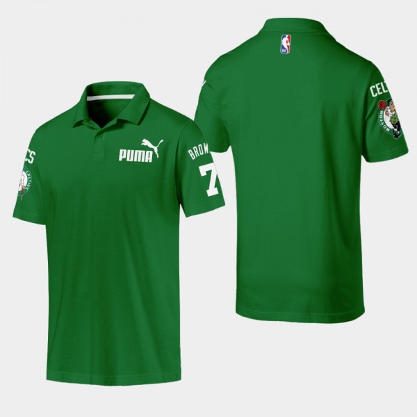 Men's Celtics Jaylen Brown Essentials Green Polo