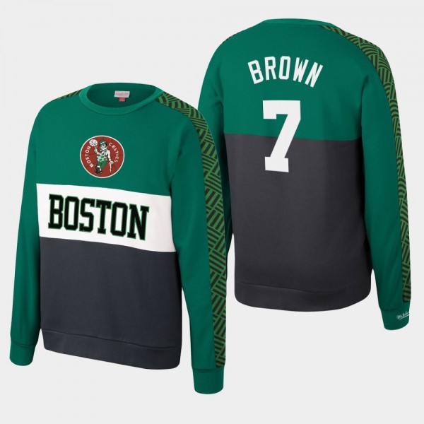Men's Celtics #7 Jaylen Brown Hardwood Classics Leading Scorer Fleece Pullover Kelly Green Sweatshirt
