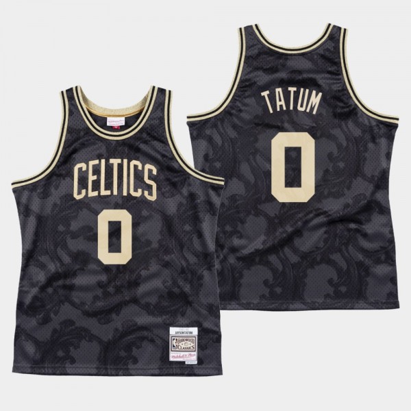 Men's Celtics #0 Jayson Tatum Black Toile Jersey