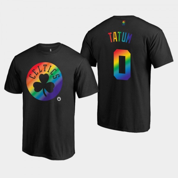 Men's Celtics #0 Jayson Tatum Team Pride Logo T-sh...