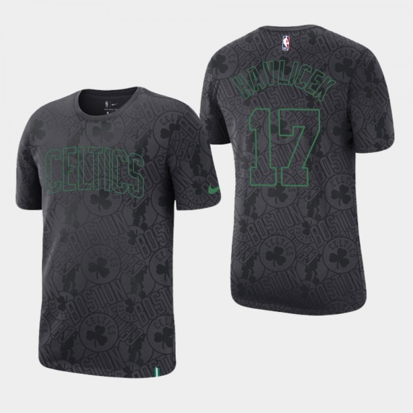 Men's Celtics #17 John Havlicek Team Logo All Over Print T-Shirt
