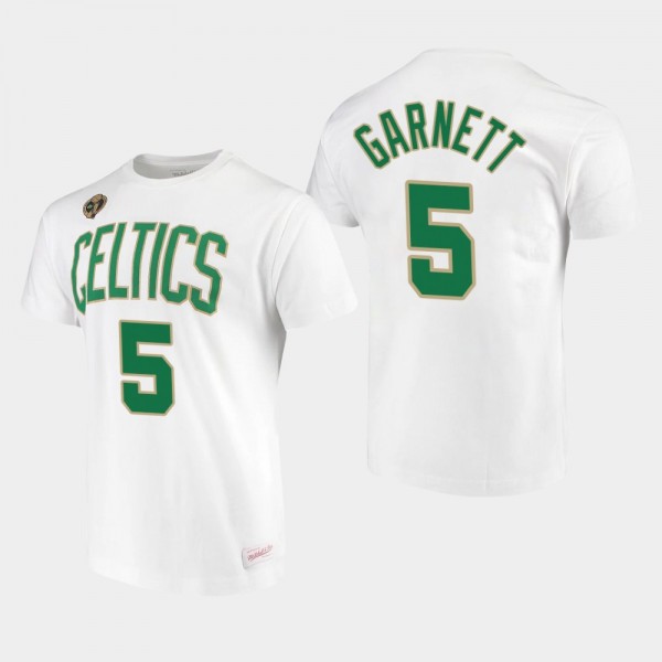 Celtics #5 Kevin Garnett Hardwood Classics 2008 NBA Champions White T-Shirt