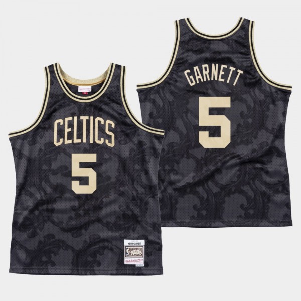 Men's Celtics #5 Kevin Garnett Black Toile Jersey