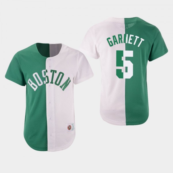 Men's Boston Celtics #5 Kevin Garnett Split Mesh Button Jersey