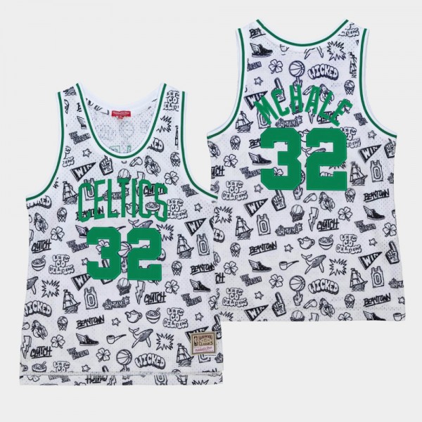 Men's Boston Celtics #32 Kevin McHale Doodle White...