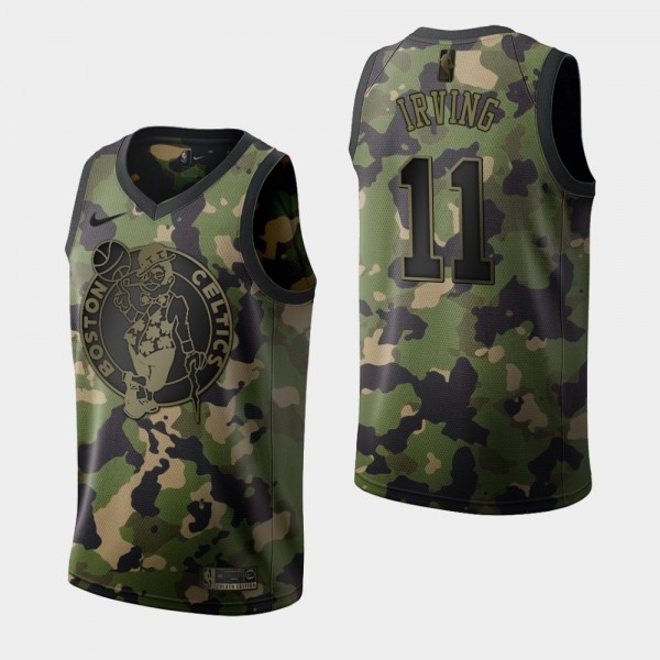 Men's Celtics Kyrie Irving 2019 Memorial Day Camouflage Green Jersey