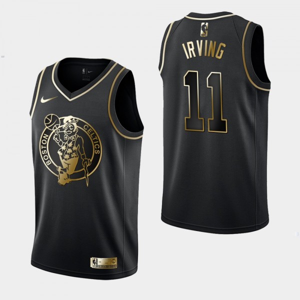 Men's Celtics Kyrie Irving Golden Edition Black Jersey