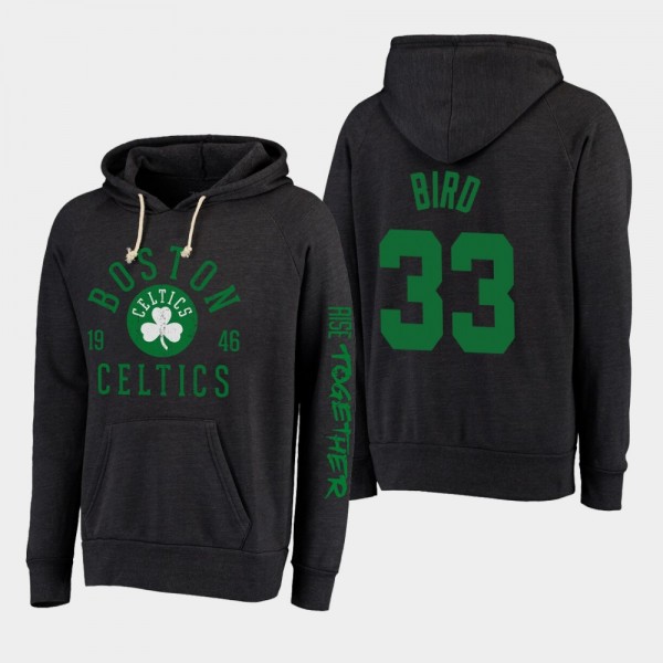 Boston Celtics Larry Bird Black Rise Together Threads Tri-Blend Hoodie