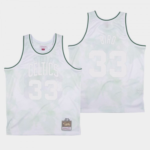 Celtics #33 Larry Bird Cloudy Skies Hardwood Classics White Jersey