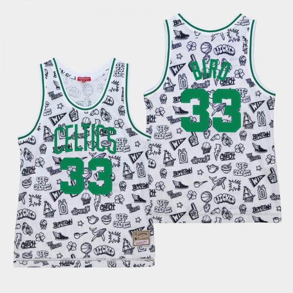 Boston Celtics #33 Larry Bird Doodle Jersey HWC Li...