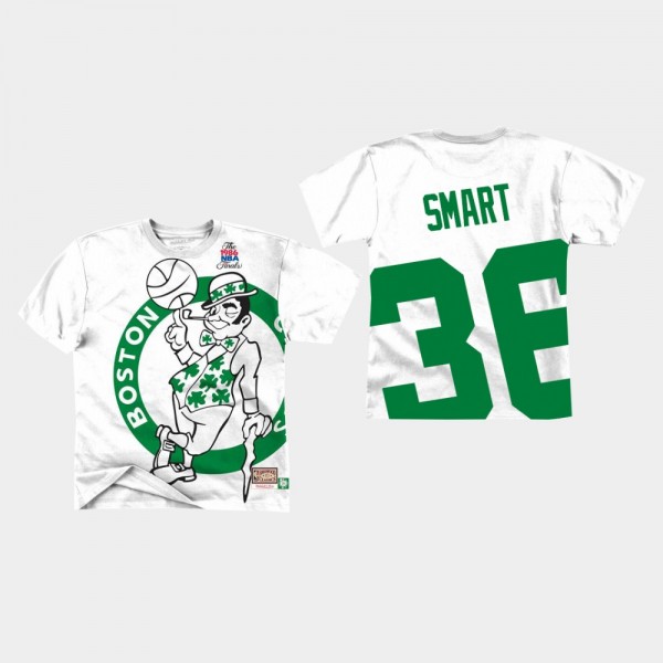 Celtics #36 Marcus Smart Big Face White T-Shirt