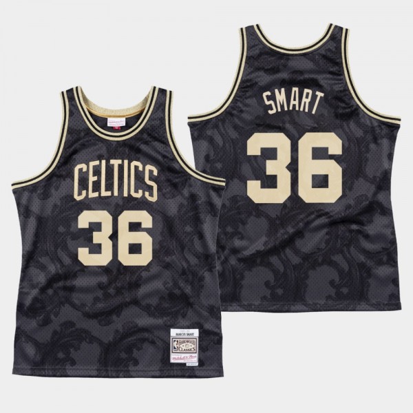 Men's Celtics #36 Marcus Smart Black Toile Jersey