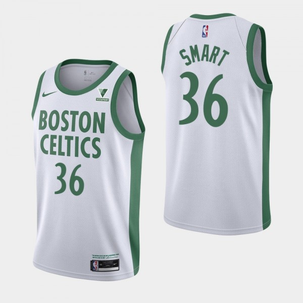 Vistaprint Patch Marcus Smart Boston Celtics White City Jersey
