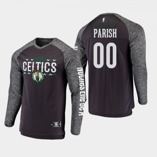 Men's Celtics #00 Robert Parish Noches Enebea Long Sleeve T-Shirt